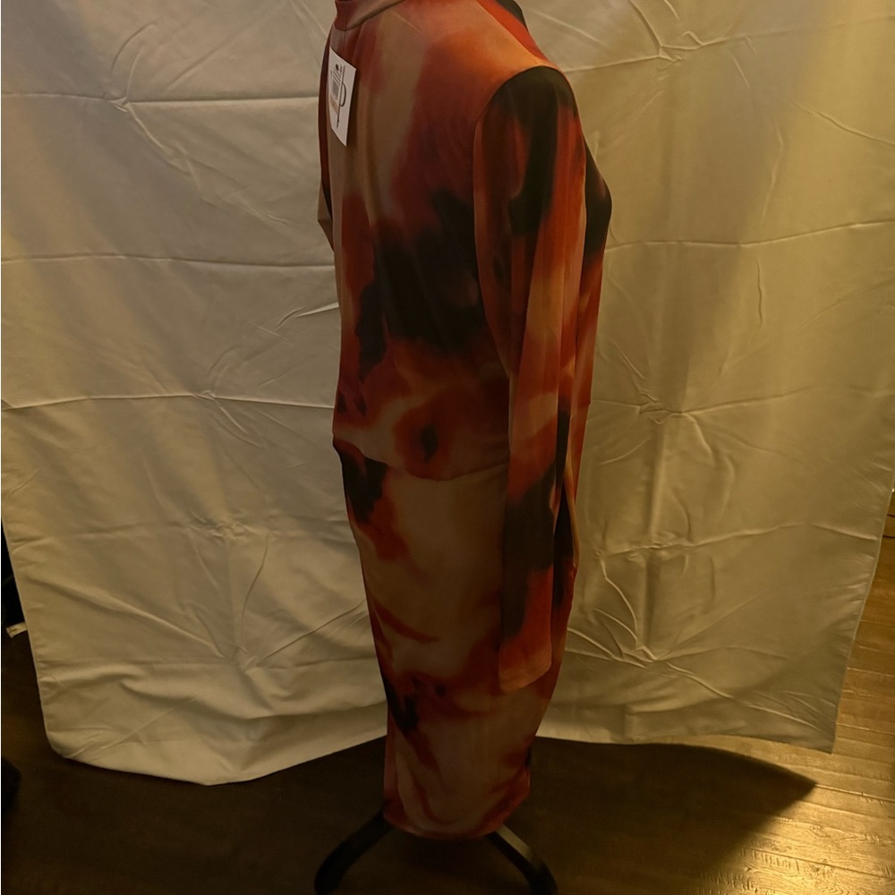 Vibrant Long Sleeve Dress with Fiery Hues